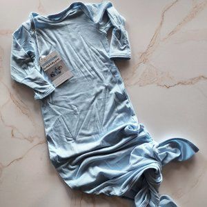 Baby Blue Ribbed Knotted Baby Gown